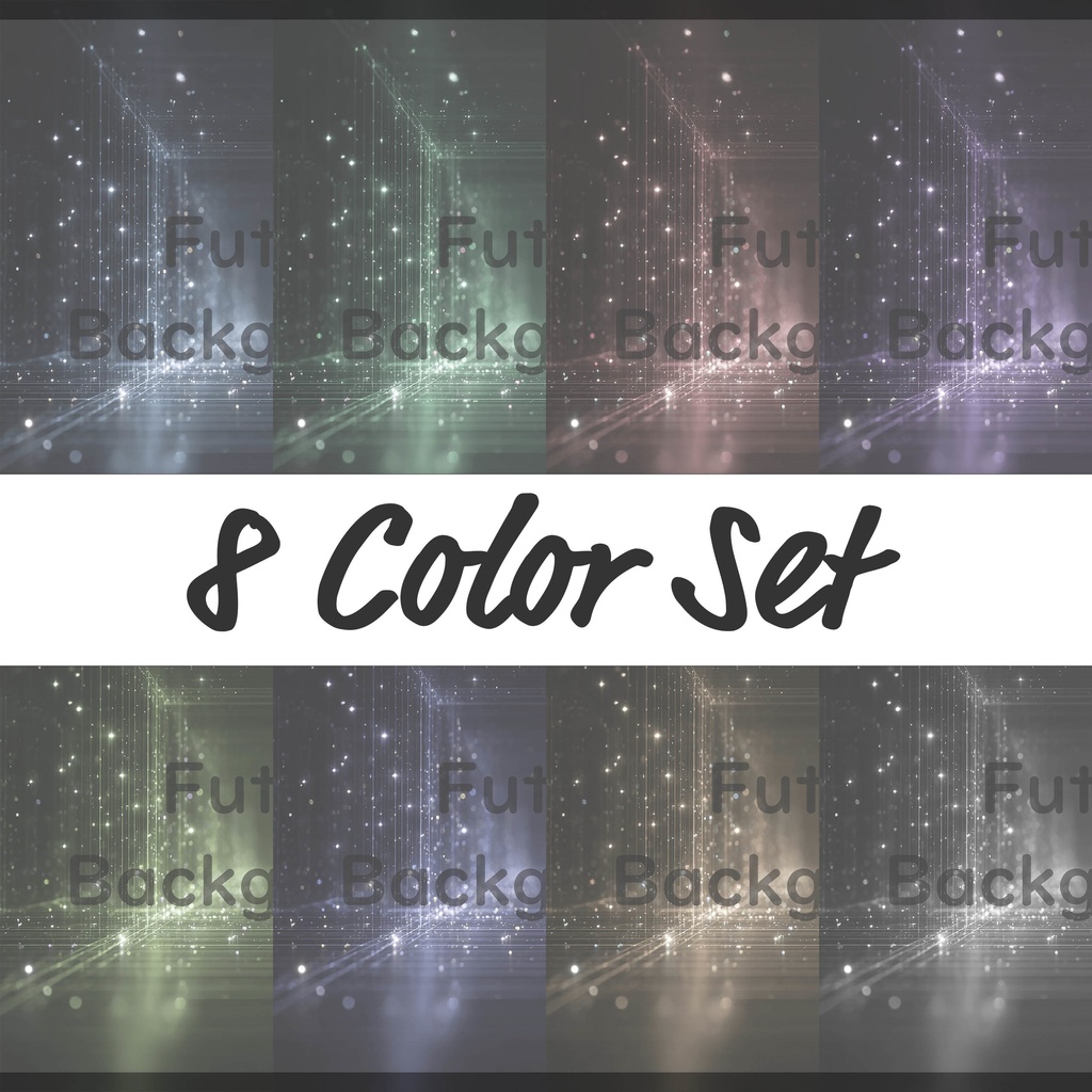 01_デジタルライトフレーム空間背景素材｜無限に広がる未来空間デザイン（8色セット）
