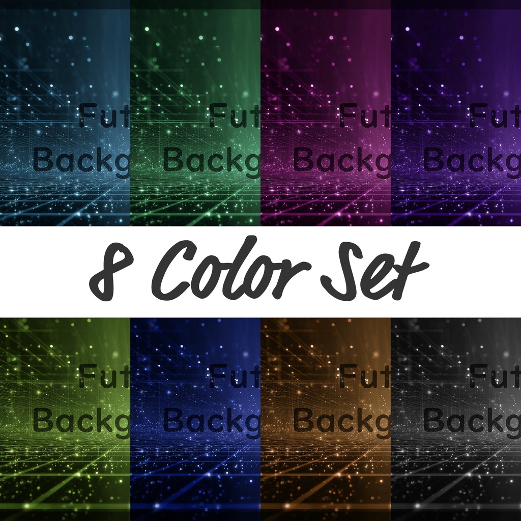 01_光粒子拡張空間背景｜無限デジタルフィールドデザイン（8色セット）