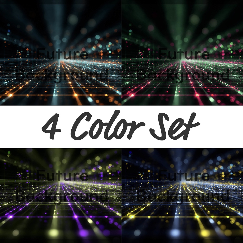 01_光粒子グリッド拡張空間背景｜デジタルホライズンデザイン（4色セット）
