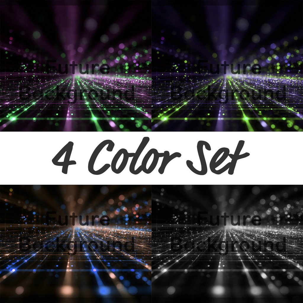 02_光粒子グリッド拡張空間背景｜デジタルホライズンデザイン（4色セット）