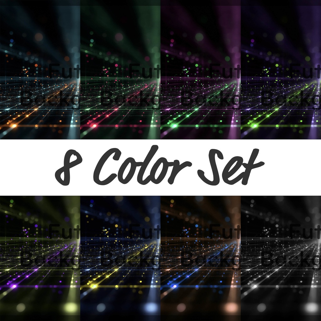 01_光粒子グリッド拡張空間背景｜デジタルホライズンデザイン（8色セット）