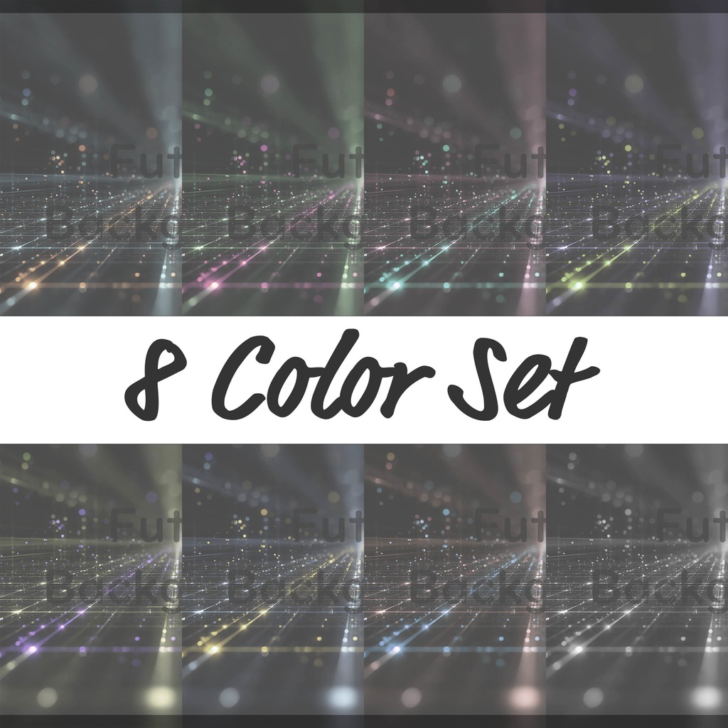 02_光粒子グリッド拡張空間背景｜デジタルホライズンデザイン（8色セット）