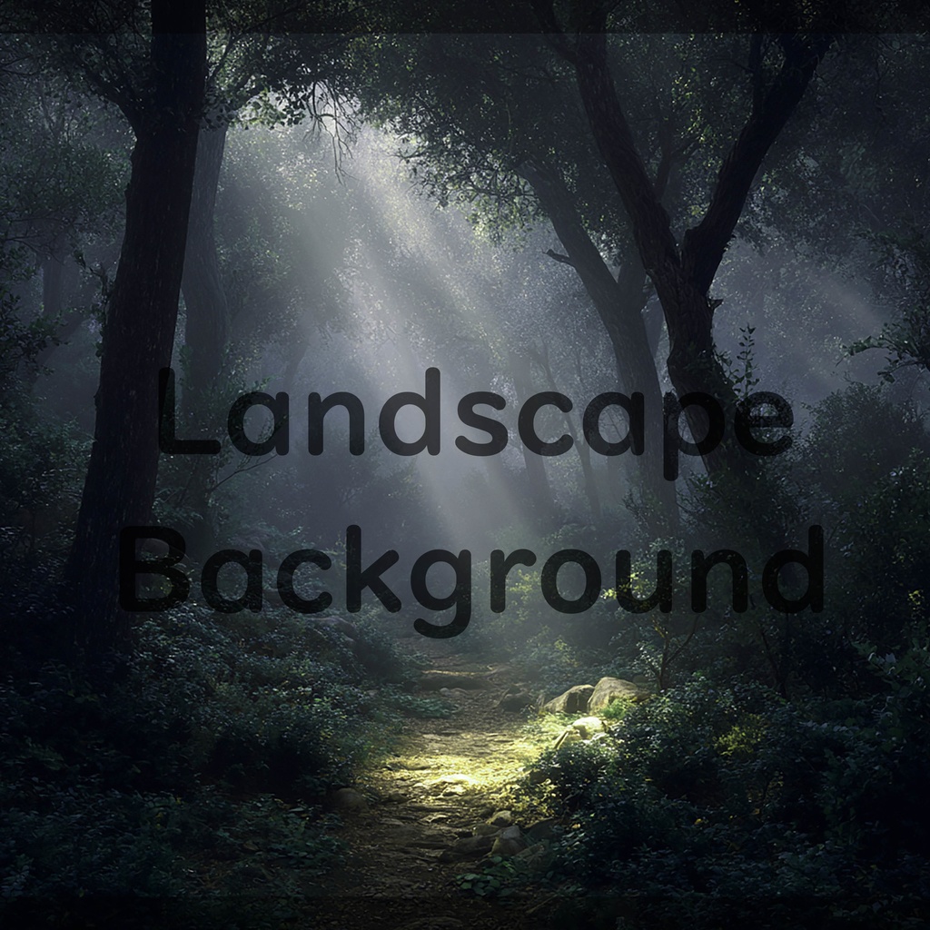 01_神秘的な光差し込む森林小径背景|幻想ナチュラル空間デザイン(4色セット)