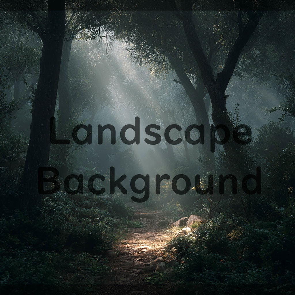 01_神秘的な光差し込む森林小径背景|幻想ナチュラル空間デザイン(4色セット)