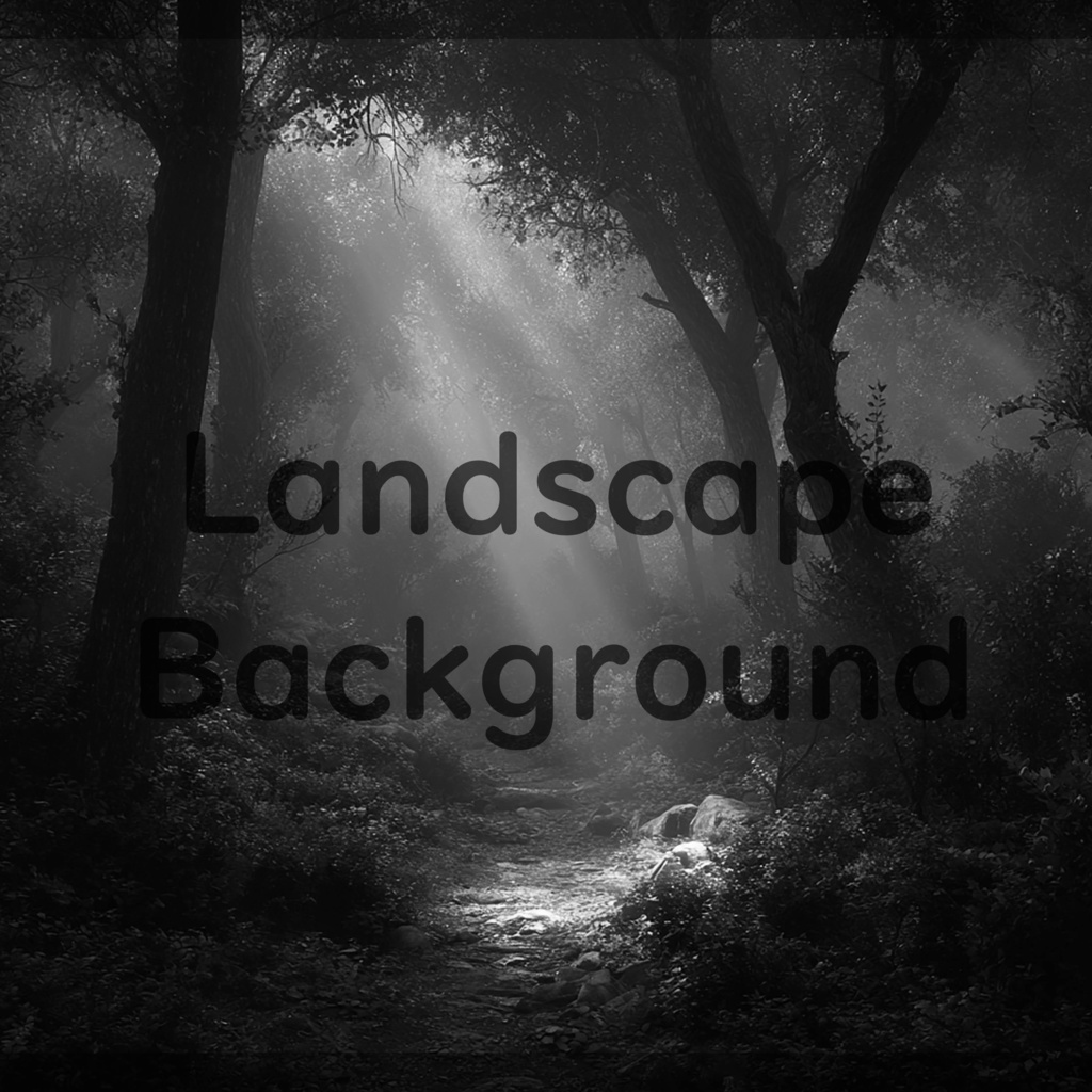 02_神秘的な光差し込む森林小径背景|幻想ナチュラル空間デザイン(4色セット)