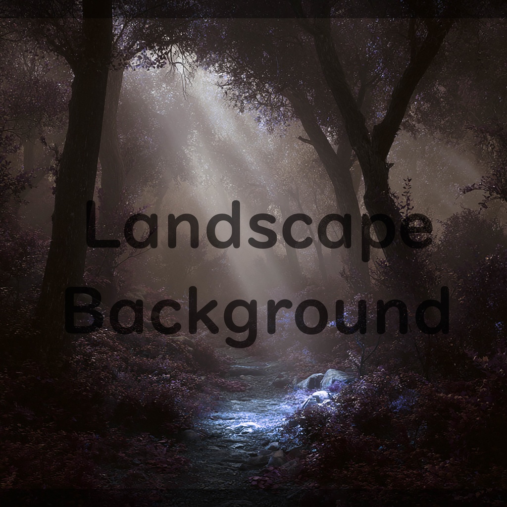 02_神秘的な光差し込む森林小径背景|幻想ナチュラル空間デザイン(4色セット)