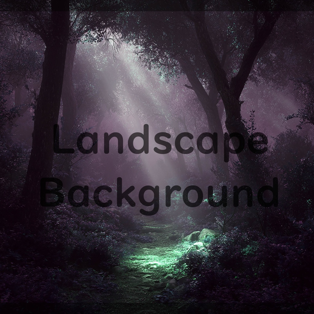 02_神秘的な光差し込む森林小径背景|幻想ナチュラル空間デザイン(4色セット)