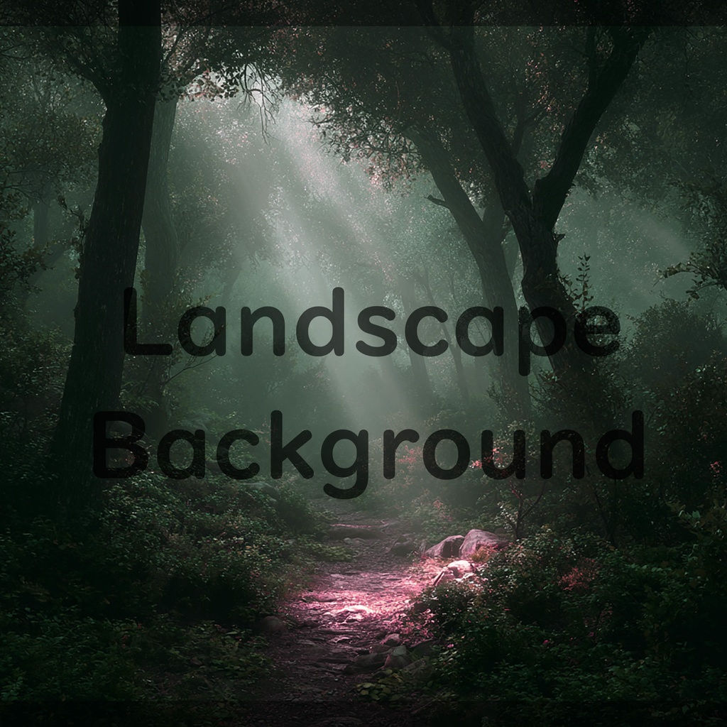 01_神秘的な光差し込む森林小径背景|幻想ナチュラル空間デザイン(8色セット)