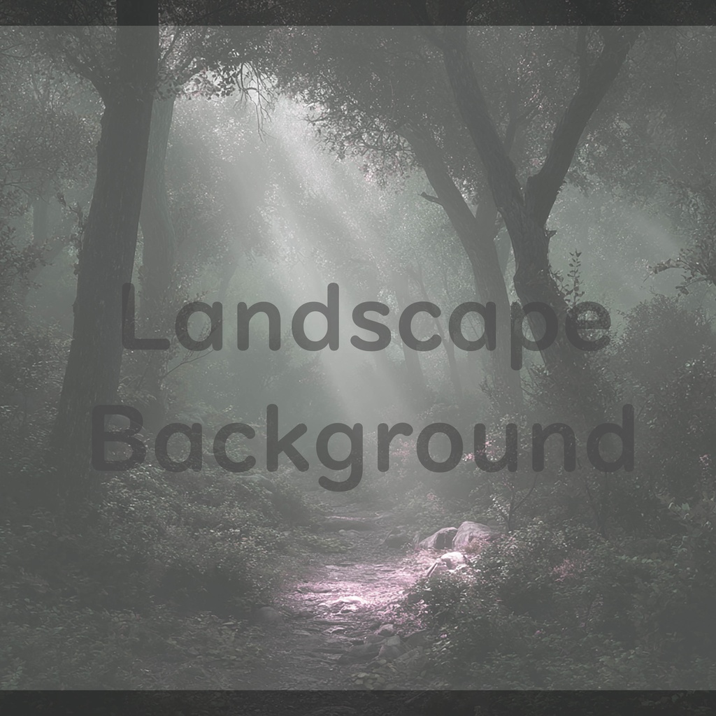 02_神秘的な光差し込む森林小径背景|幻想ナチュラル空間デザイン(8色セット)