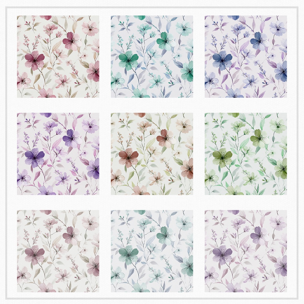 02_フラワーパターンテクスチャ背景素材|12色セット・デジタル&印刷対応