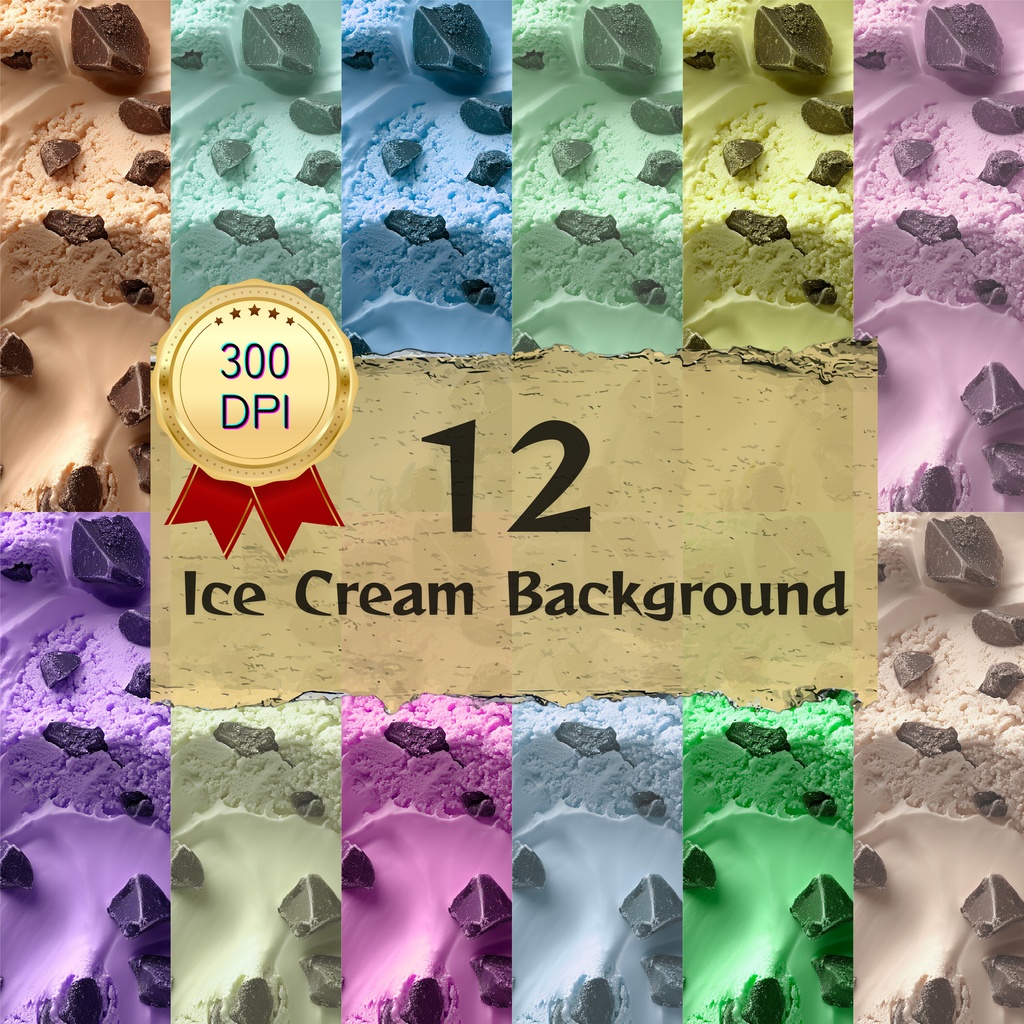 01_アイスクリームテクスチャ背景素材|12色セット・デジタル&印刷対応