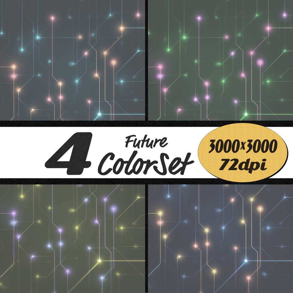  02_発光ネットワークライン抽象背景素材｜接続構造デジタルパターンデザイン（4色セット）