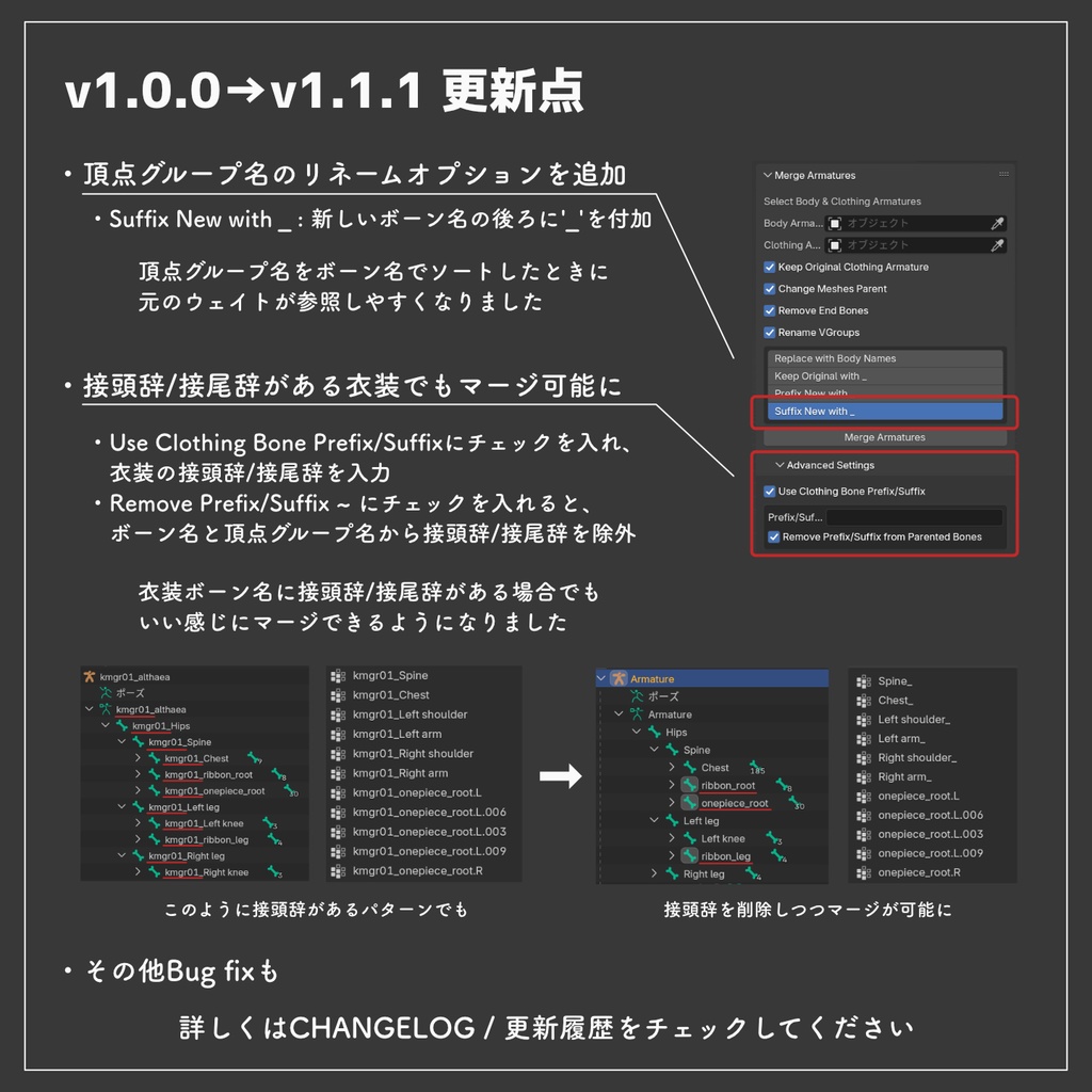 【Blenderアドオン】衣装と素体を簡単マージ!Merge Armatures Tool