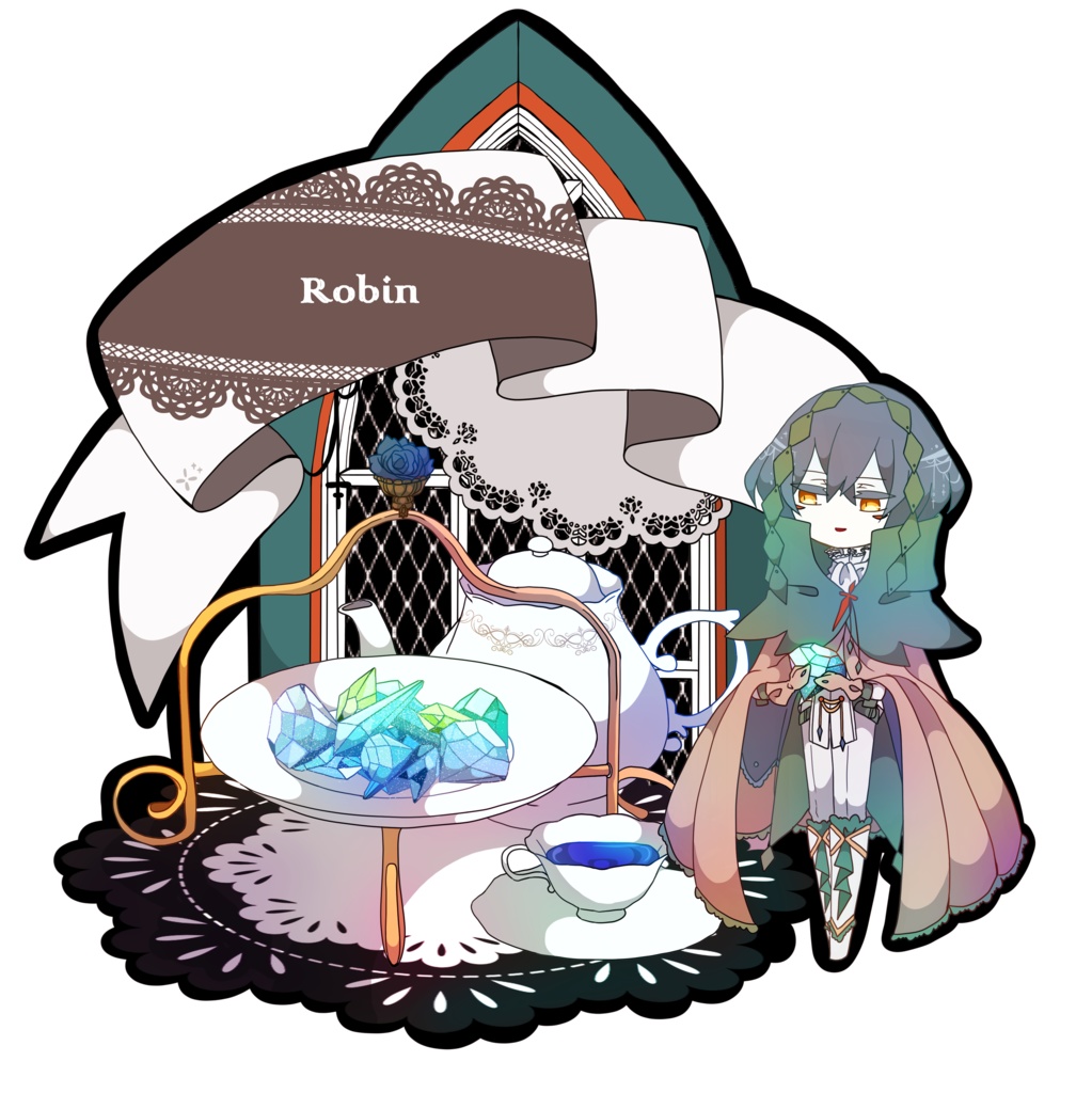 アクリルキーホルダー_ロビン（カフェ風）