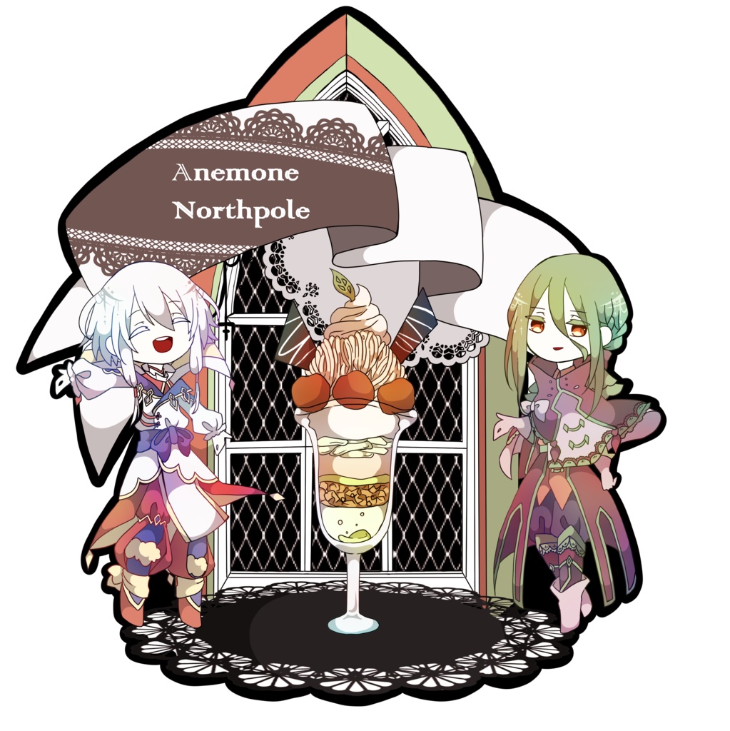 アクリルキーホルダー_アネモネ＆ノースポール（カフェ風）