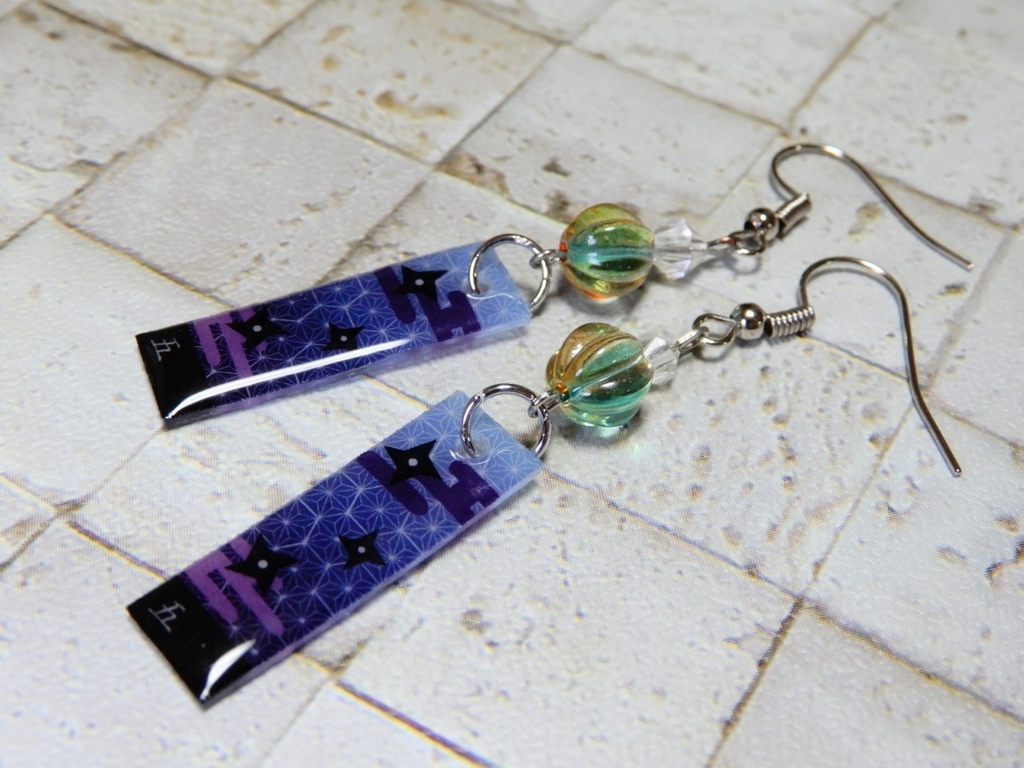 忍たま乱太郎   五年生イメージカラーピアス  イヤリング(ハンドメイド)