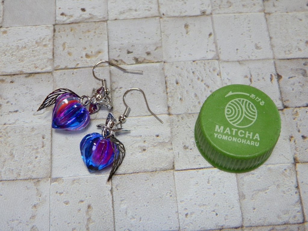 鬼灯(青✕紫)折り鶴 ピアス イヤリング(ハンドメイド)