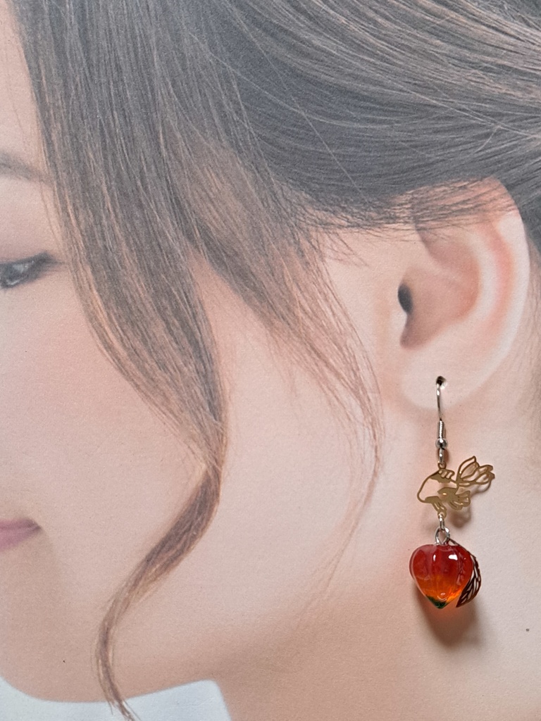 鬼灯(赤)金魚ピアス イヤリング(ハンドメイド)