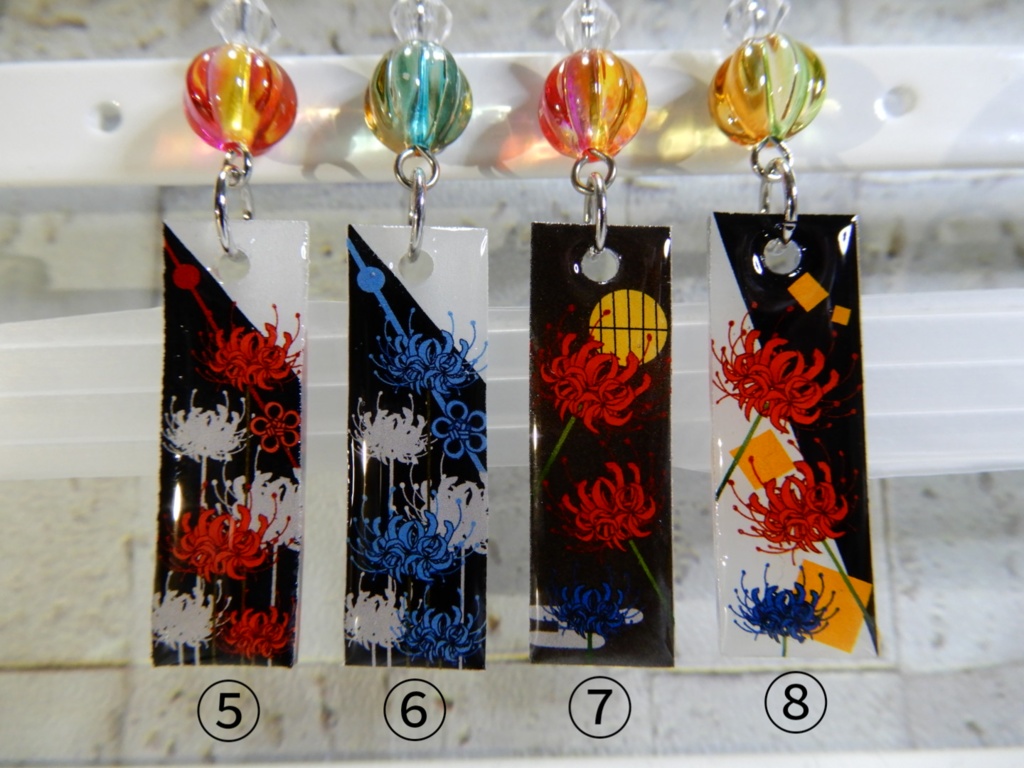 和風 和柄 花札 短冊ピアス(金属ピアスタイプ)