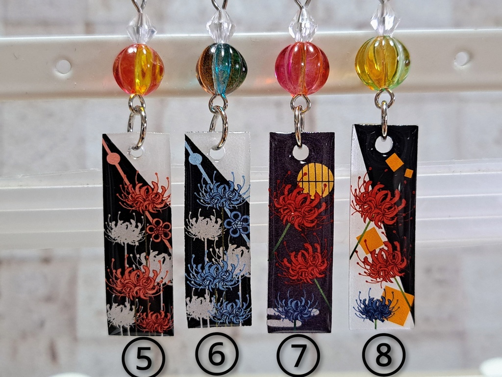 和風 和柄 花札 短冊イヤリング(ネジバネ式タイプ)