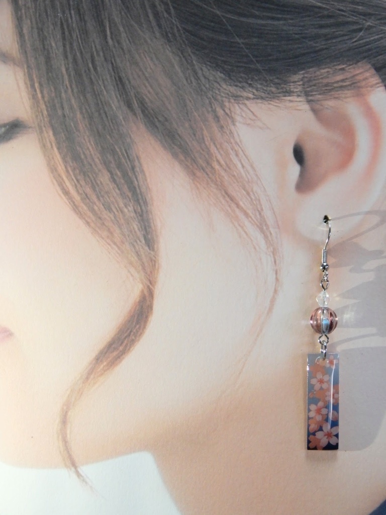 和風 和柄 花札 桜 デザインピアス イヤリング(ハンドメイド)