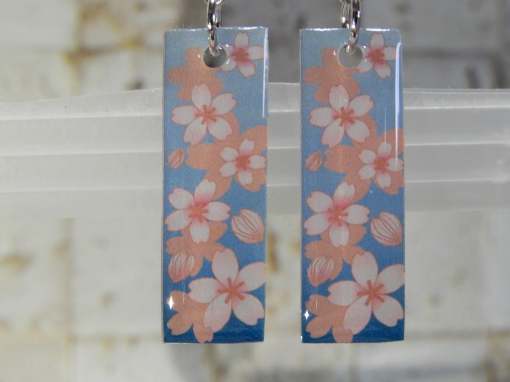 和風 和柄 花札 桜 デザインピアス イヤリング(ハンドメイド)
