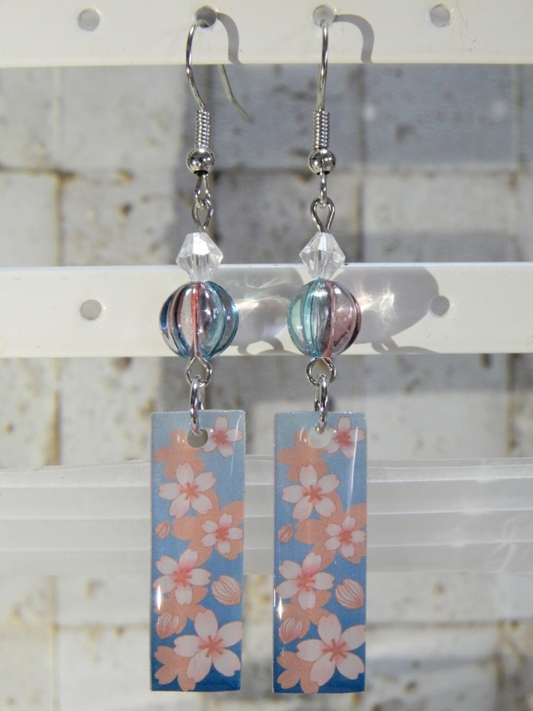 和風 和柄 花札 桜 デザインピアス イヤリング(ハンドメイド)