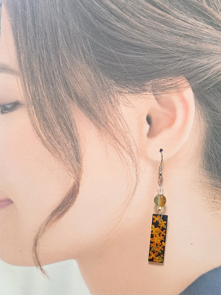 和風 和柄 花札 金木犀 デザインピアス イヤリング(ハンドメイド)