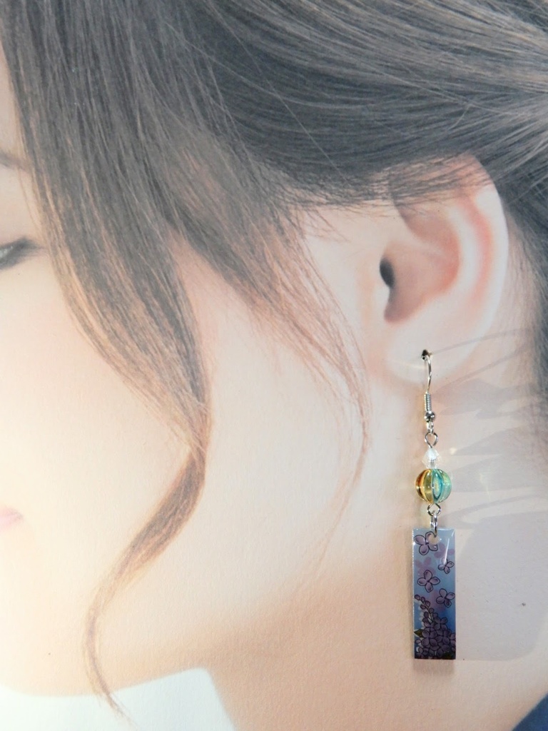花札 Lilacライラック リラ デザインピアス イヤリング(ハンドメイド)