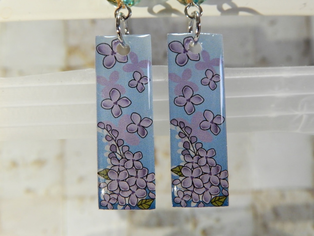 花札 Lilacライラック リラ デザインピアス イヤリング(ハンドメイド)