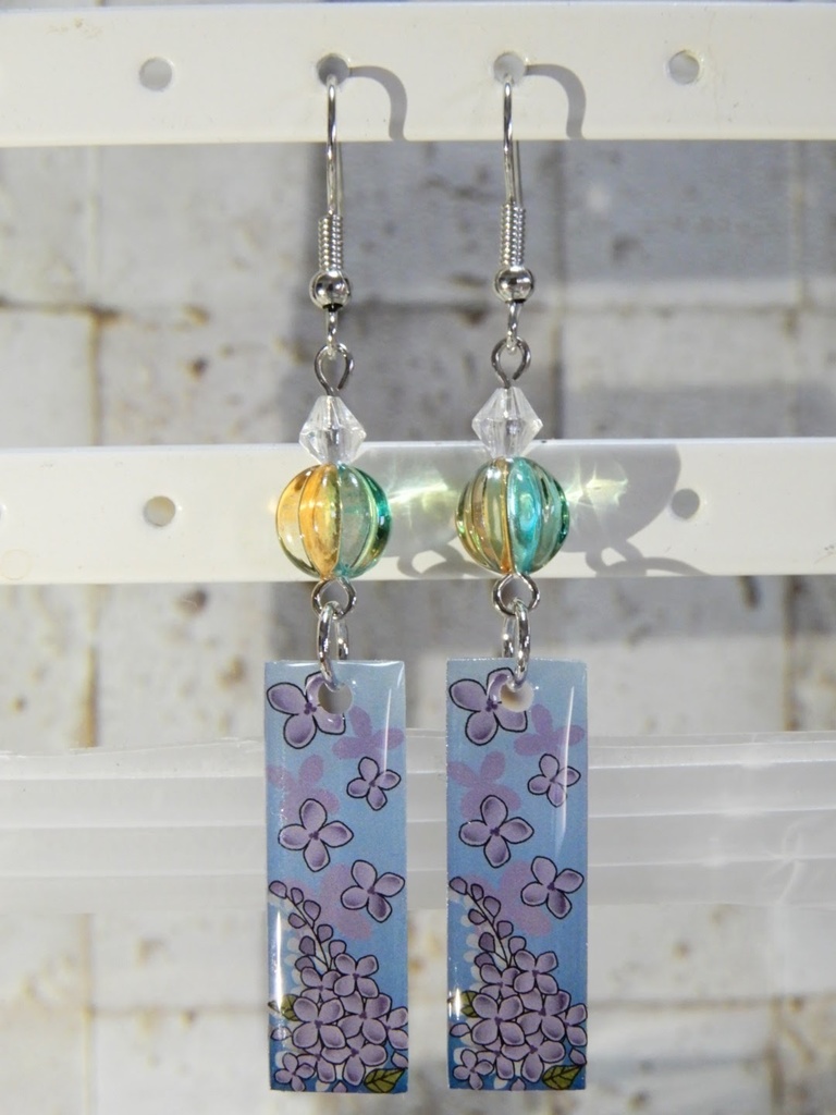 花札 Lilacライラック リラ デザインピアス イヤリング(ハンドメイド)