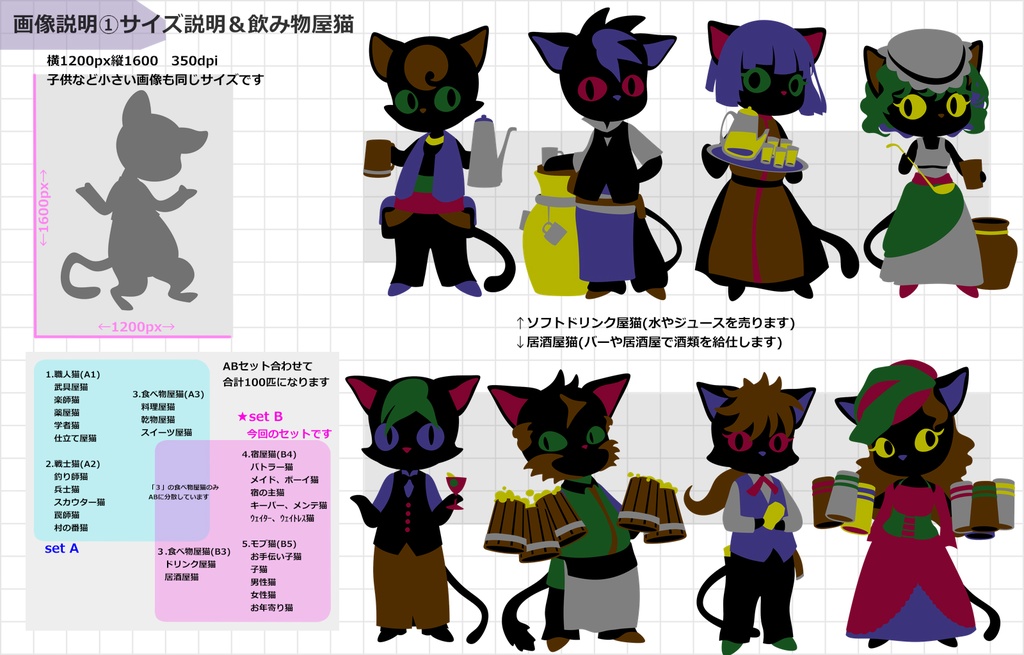 SD立ち絵【BLACK&Cats】setB