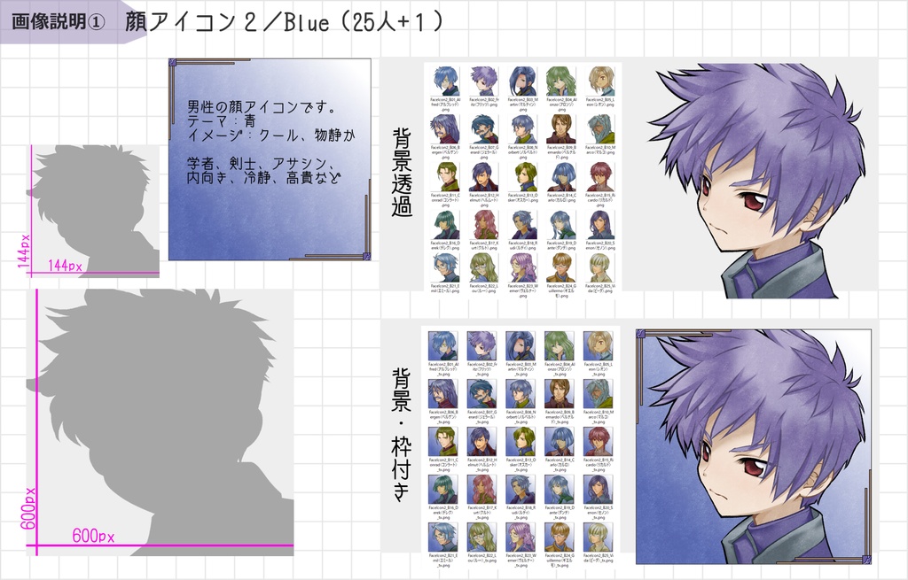 顔アイコン【FaceIcon2】Blue