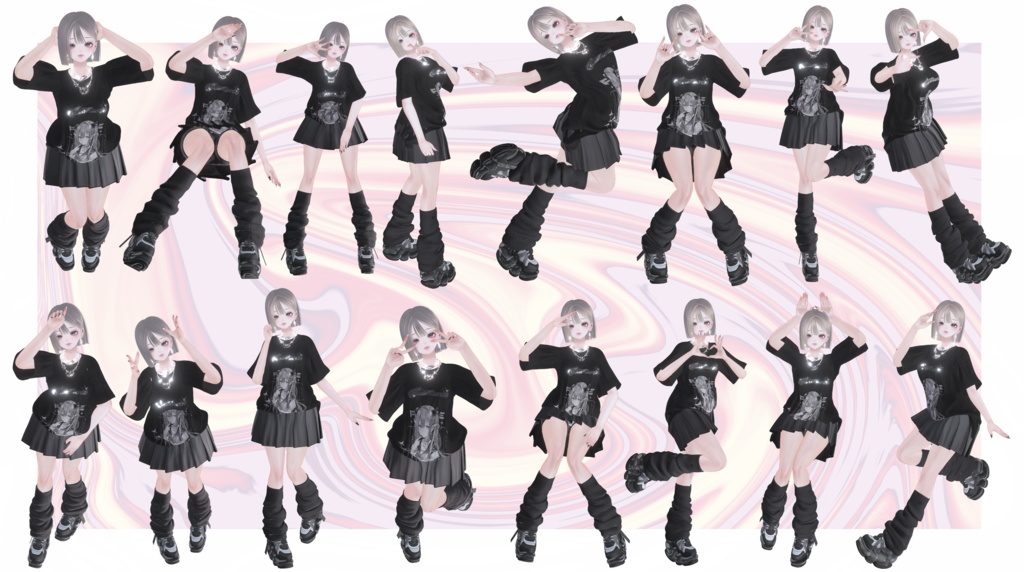 VRCポーズ 40set (50Animation) Girls Pose Vol.1