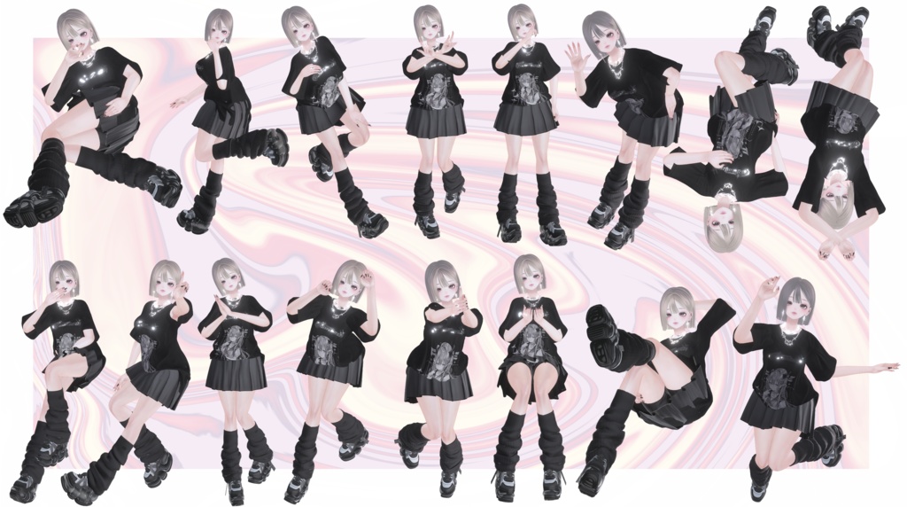 VRCポーズ 40set (50Animation) Girls Pose Vol.1