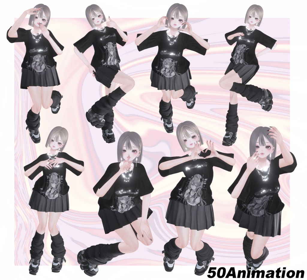 VRCポーズ 40set (50Animation) Girls Pose Vol.1