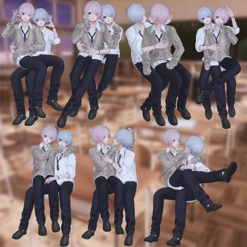 ‼️SALE‼️VRCポーズ15set (20Animation) Couple Pair Pose Vol.1