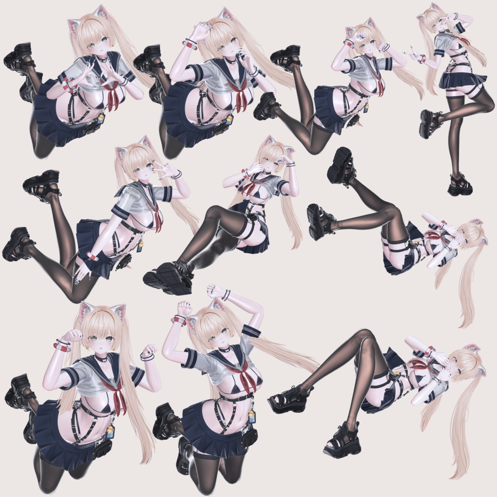 VRCポーズ 25set (50Animation) Girls Pose Vol.2