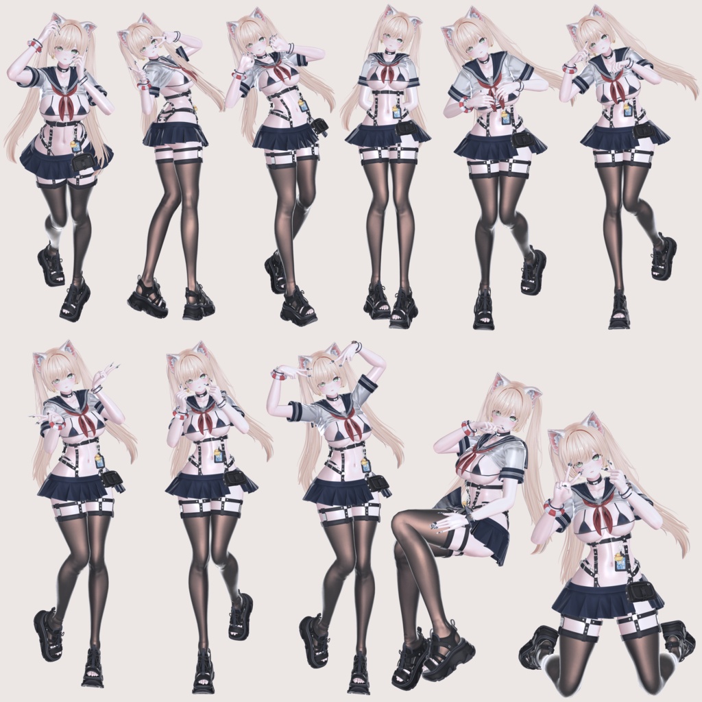 VRCポーズ 25set (50Animation) Girls Pose Vol.2