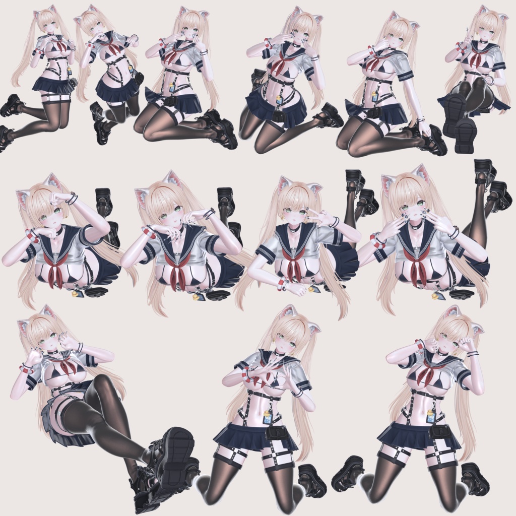 VRCポーズ 25set (50Animation) Girls Pose Vol.2