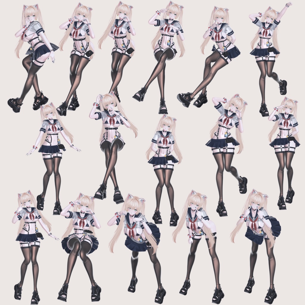 VRCポーズ 25set (50Animation) Girls Pose Vol.2