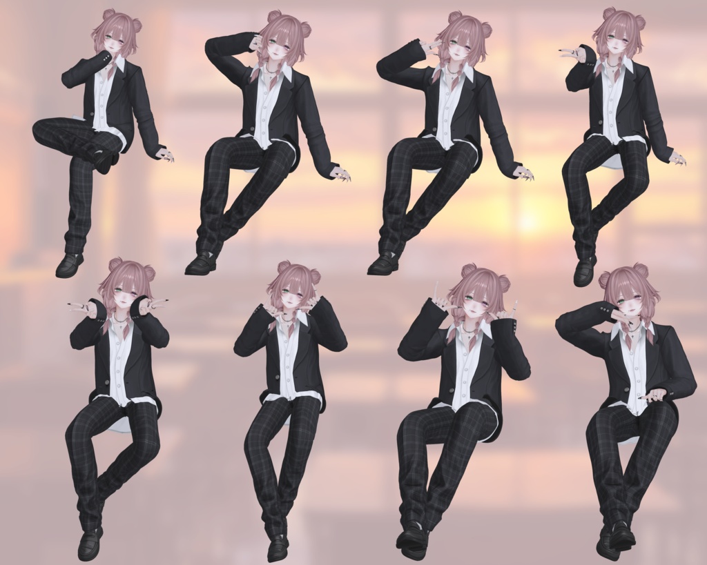 ‼️発売記念セール‼️VRCポーズ 35set+5Pair Pose (80Animation) Alue Anniversary Pose