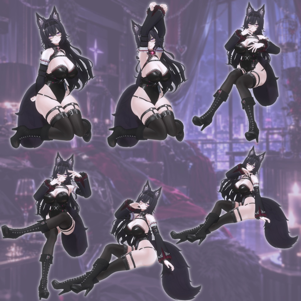 VRCポーズ 102Animation Kuroki Pose Set