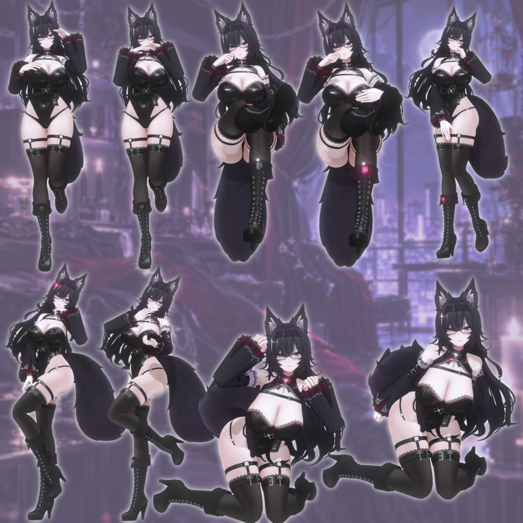 VRCポーズ 102Animation Kuroki Pose Set