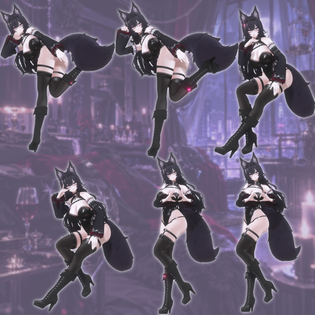 VRCポーズ 102Animation Kuroki Pose Set