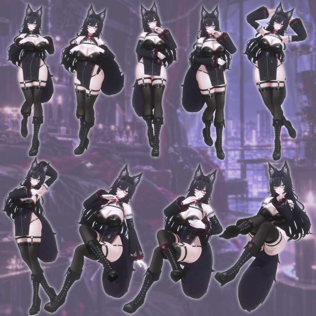 VRCポーズ 102Animation Kuroki Pose Set