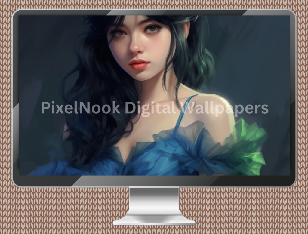 Blue Dress Digital Wallpaper