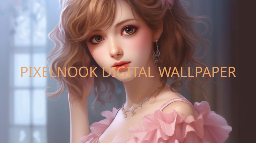 Pink Dress Digital Wallpaper