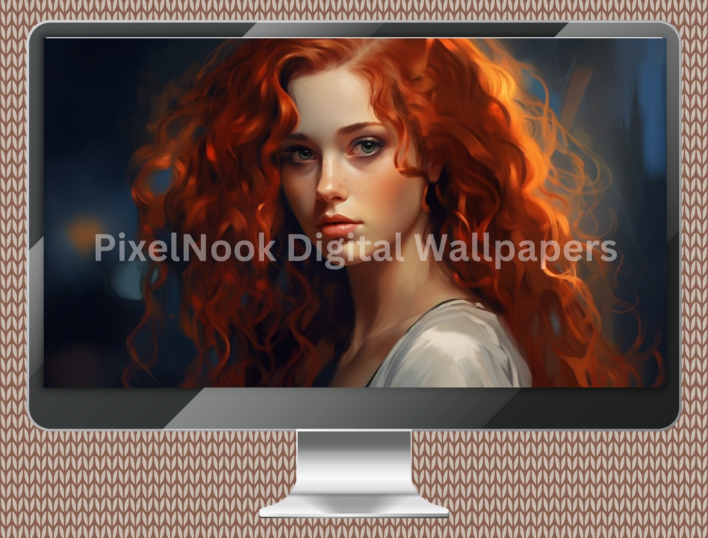 Red Hair Woman Digital Wallpaper