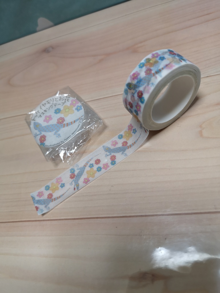 15mmマスキングテープ03(トッケイヤモリとお花)